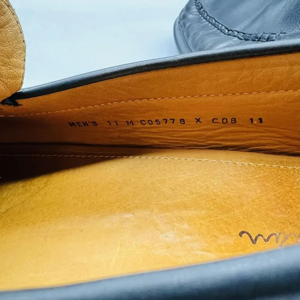 Cole Haan Shoes Men 11 Black Leather Vtg Air Moc Slip On Loafers 90s Y2k